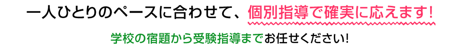 一人ひとりのペースに合わせて、個別指導で確実に応えます！学校の宿題から受験指導までお任せください！
